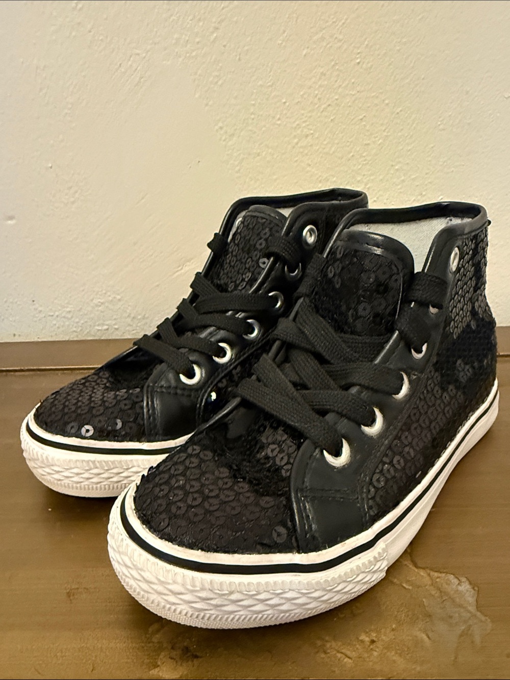 Weissman Black Sequin High-Top Kids Sneakers